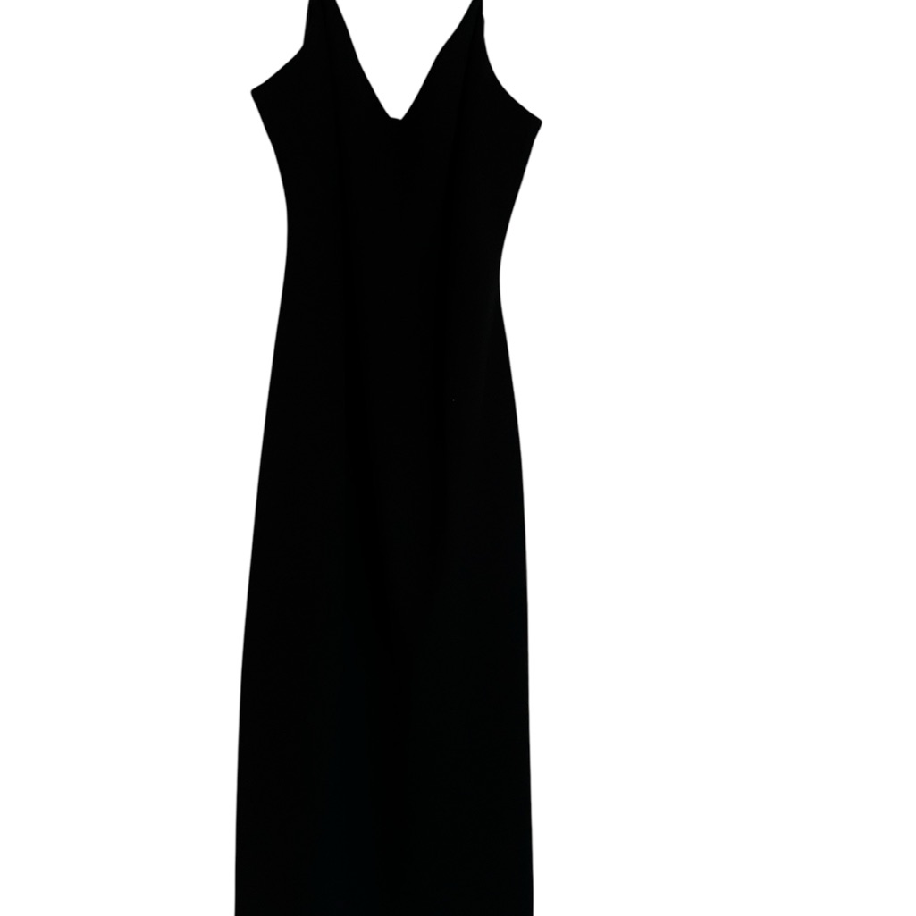 Vintage Evan Picone Elegant Black Spaghetti Strap Cocktail Dress, Formal Dress
